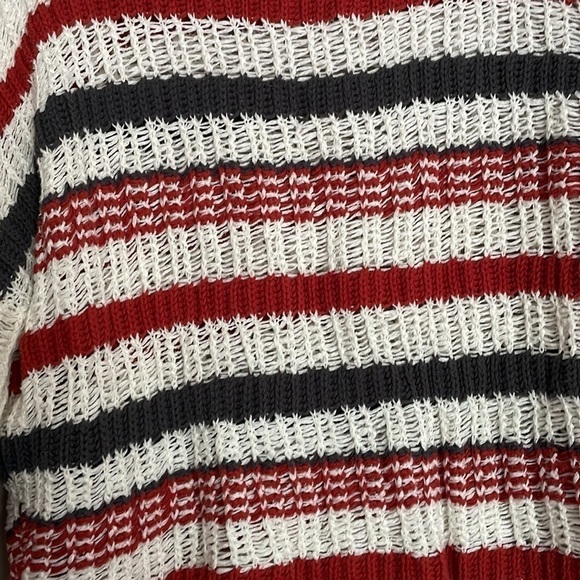 Wishlist Cream Orange/Gray Striped Long Sleeve Sweater S/M EUC Lightweight Cozy - Picture 4 of 11